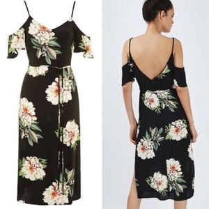 Topshop off the shoulder floral midi dress sz 6